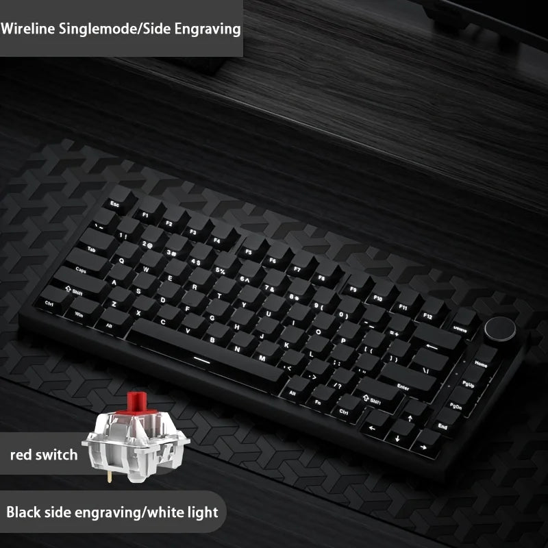 Teclado mecânico com fio AJAZZ AK820 com botões de volume rotativos e teclas hot-swappable para uso em escritório e casa.