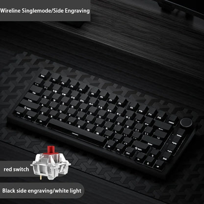 Teclado mecânico com fio AJAZZ AK820 com botões de volume rotativos e teclas hot-swappable para uso em escritório e casa.
