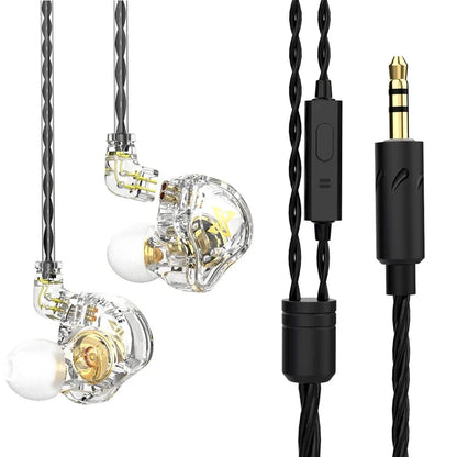 QKZ AK3 FiLe Wired Earphone with Microphone HiFi Music Monitor Bass Headphones Noise Cancelling Headset For Sport Gaming Earbuds