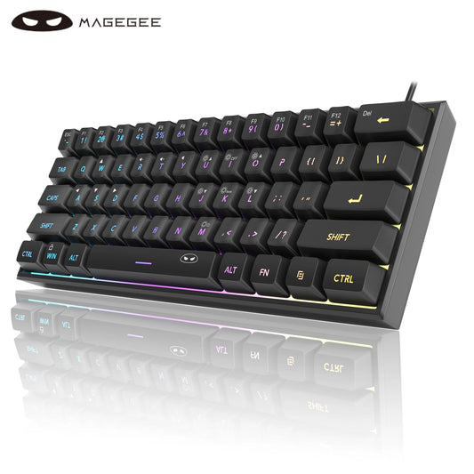 Teclado MageGee 60% RGB – Compacto e Confortável para Trabalho e Setup Gamer